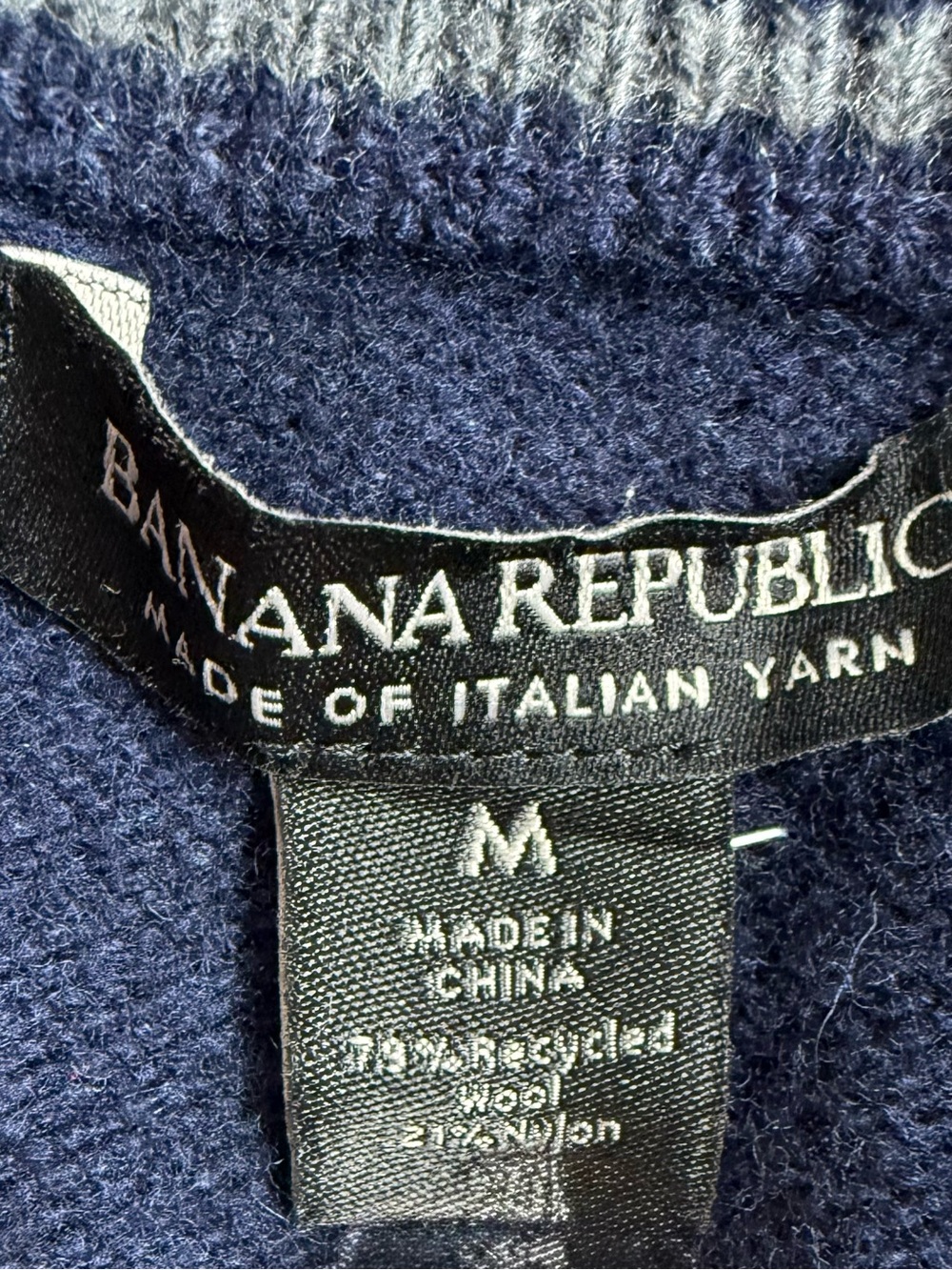 Banana Republic Navy Half-Zip Sweater with Tan Pull - Picture 6 of 6